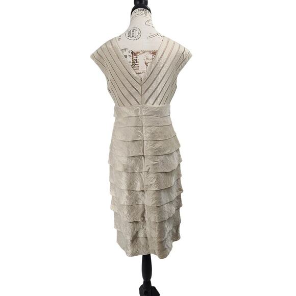 Adriana Papell truffle empire waist dress champagne sheath dress Size 6 Formal - Picture 3 of 11